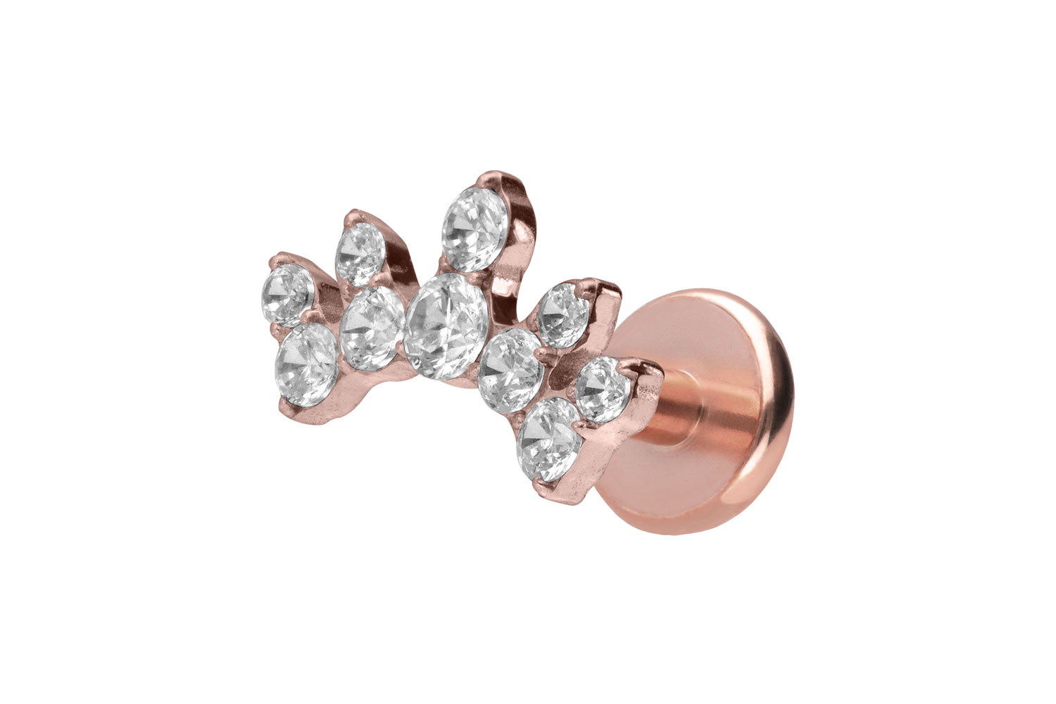 Titan Labret Piercing mit Push Fit KRISTALLBOGEN